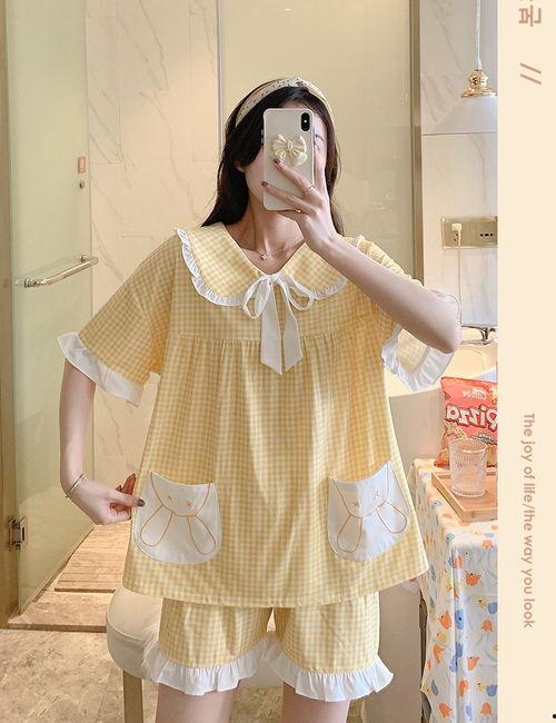 网红亲子睡衣夏季短袖女,网红短袖睡衣，女生必备的清凉单品